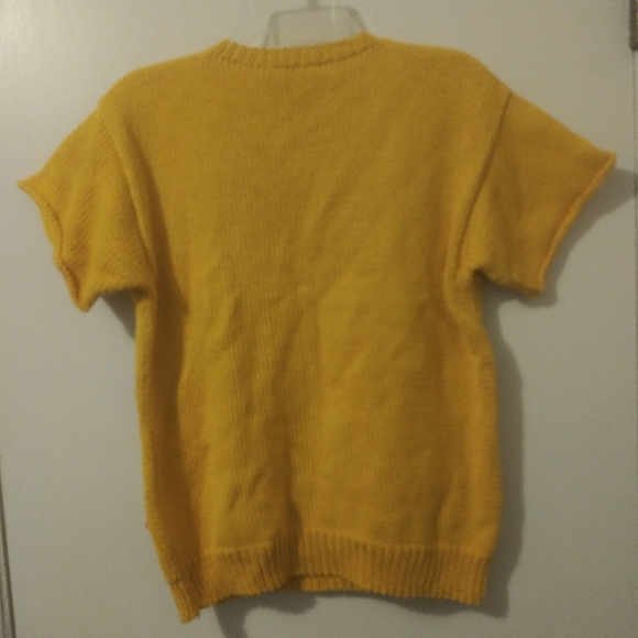 Raquel Collection Vintage Sweater Women Small Yellow Rodeo Drive 3D Patchwork - Picture 10 of 10